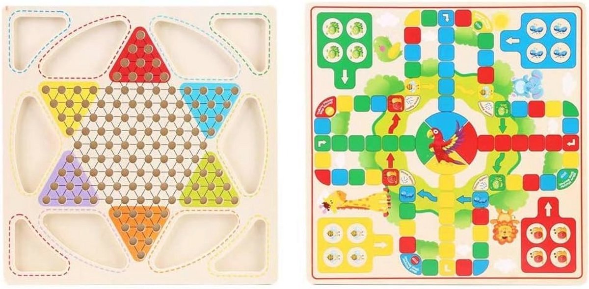 Houten Damspel 2 in 1 - Veilig en Niet-giftig Strategisch Spel voor Volwassenen en Kinderen