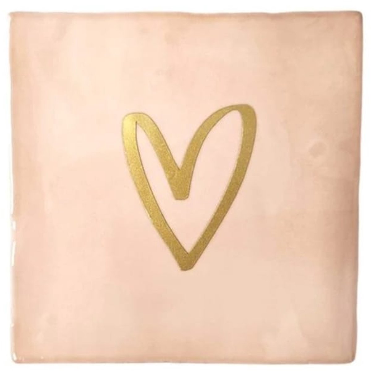 Tegeltje met hart - verloofd - getrouwd - trouwen - bruiloft - Cadeau - Roze/Goud - Keramiek - 10x10 cm