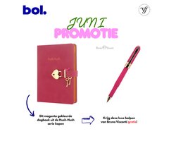 Victoria's Journals - Juni Promotie - Dagboek met slot, sleutel en geschenkdoos - Hush-Hush My Secret Diary w/ Heart Lock - Luxe Vegan Leer Dagboek - 320 Pagina's Premium Papier - 13x18 cm - Magenta
