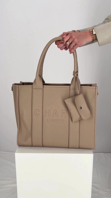 Charm London Bond Handtas - Schoudertas - 42 x 34 x 16 cm - Laptoptas 15,6 inch - Crossbody - Handige Etui - Zand