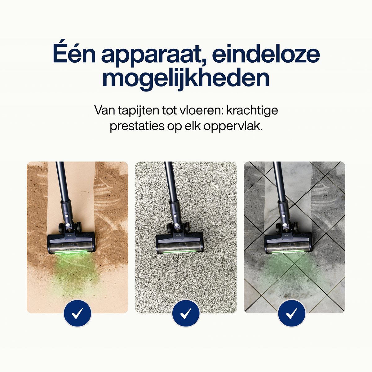 Samako Steelstofzuiger Draadloos - 450W - Kruimeldief - 4 Opzetstukken - Stofzuiger 32kPa zuigkracht - Zonder zak op accu - CleanDetect — afbeelding 6