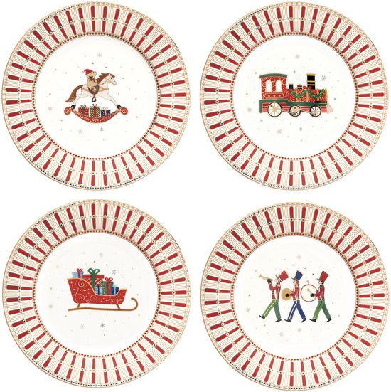 Assiette Rouge Assiettes à Gâteau MamboCat Lot De 6 - Porcelaine Rouge 20.5cm Pour Dessert Et Petit-Déjeuner Assiette Porcelaine