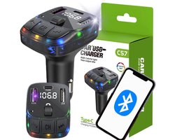 Auto FM-zender - MP3/WMA - C57 - 2xUSB + USB-C - Bluetooth 5.3