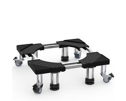 Wasmachine, sokkel onderstel met 4 poten + 4 wielen voor wasmachine, droger, koelkast, vriezer, verstelbaar roestvrij stalen platform (instelbaar: 54,5-67 cm)