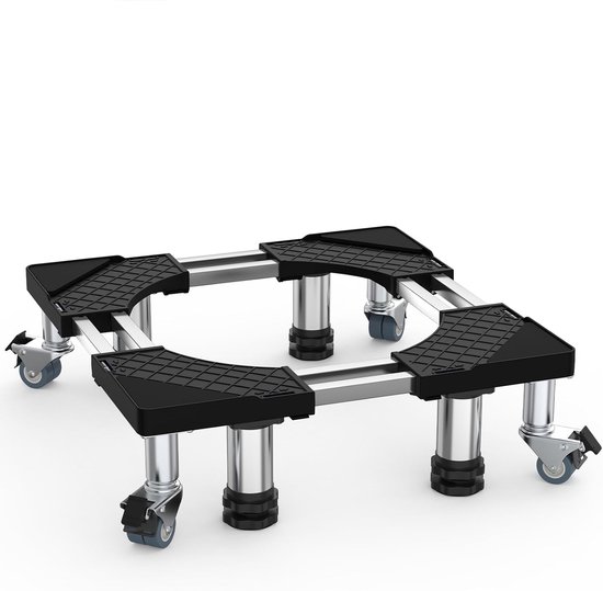 XMTECH Verstelbare wasmachinesokkel, wasmachine-onderstel, onderkast, beweegbare sokkel voor koelkast, droger en wasmachine, (45 - 75 cm), 4 poten, grijs