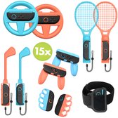 imoshion 15-delige Accessoire Set geschikt voor Nintendo Switch 2 - Game Accessoires en Bescherming - Golfsticks, Tennisrackets, Stuur, Boxgrips, Armband, Joycons