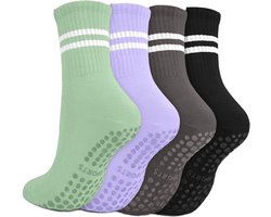 4 paar antislip sportsokken - yogasokken, dans-trampoline sokken, geschikt voor thuissport en sportschool, maat 34-39 (multicolor)