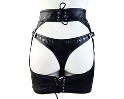 BamBella® - BDSM rok - Maat S M L - Shiny Wetlook - Sexy Erotische rokje Super shine metallic Lame Glans Zwart