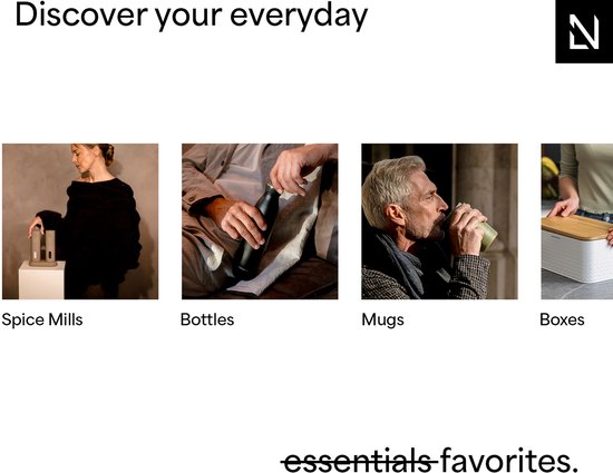 LARS NYSØM - Tasse à Coffee Thermo à emporter 'Rørelse' 500 ml - Sans BPA avec isolation - Avec sangle de transport et couvercle en Tritan - Grège