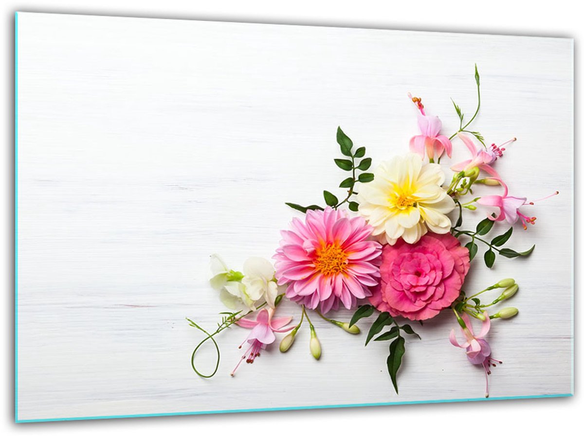 TMK ArtDeko - Snijplank - Glas - Gehard - Kleurige Bloemen
