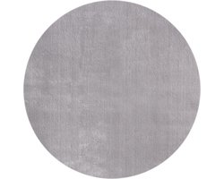 Mia’s Teppiche Taos – superzacht kortflor vloerkleed met antislip rug, wasbaar, grijs, 200 cm rond