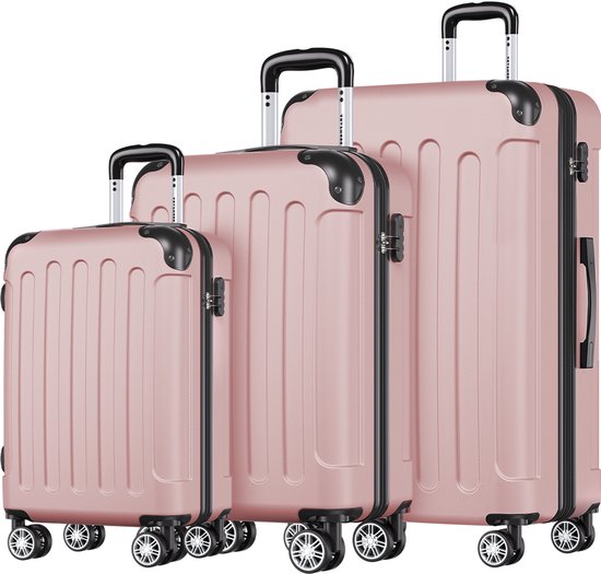 Ensemble valise TRVLMORE - 3 pièces - 38L (bagage à main) + 70L + 110L - Or rose