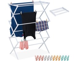 droogrek inklapbaar - met 12 knijpers - 105x74x37 cm - staand - wit