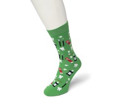 Bonnie Doon Dames Sokken met Tandarts Print maat 36/42 Groen - Thema Sokken - Tandheelkunde - Mondhygienist - Cadeau Sokken - Word je Happy en vrolijk van - Zacht Katoen met Gladde Teennaad - Comfortabel - Perfect Cadeau - Kelly Green - BT991107.258