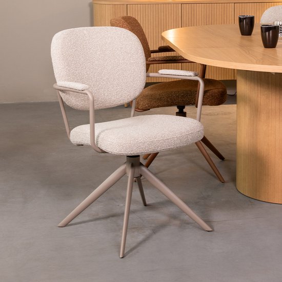 Chaise de salle à manger Basel LABEL51 - Naturel - Tissu - Structure taupe - Chaise - Chaise de salle à manger normale
