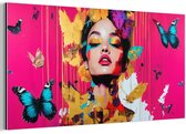 Aluminium schilderij 120x60 cm - Wanddecoratie metaal - Vrouw - Abstract - Kleurrijk - Metalen muurdecoratie woonkamer - Decoratie industrieel - Foto op dibond - Industriële accessoires slaapkamer