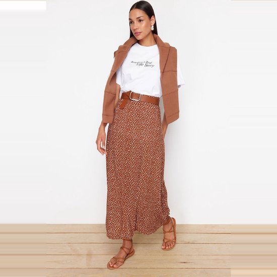 Trendyol Gebreide Rok Met Indigo Stippenmotief Tctss22Ee0006.