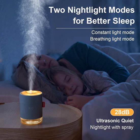 Auveach Aroma-diffuser met vlameffect, 2 lichtkleuren, 360 ml