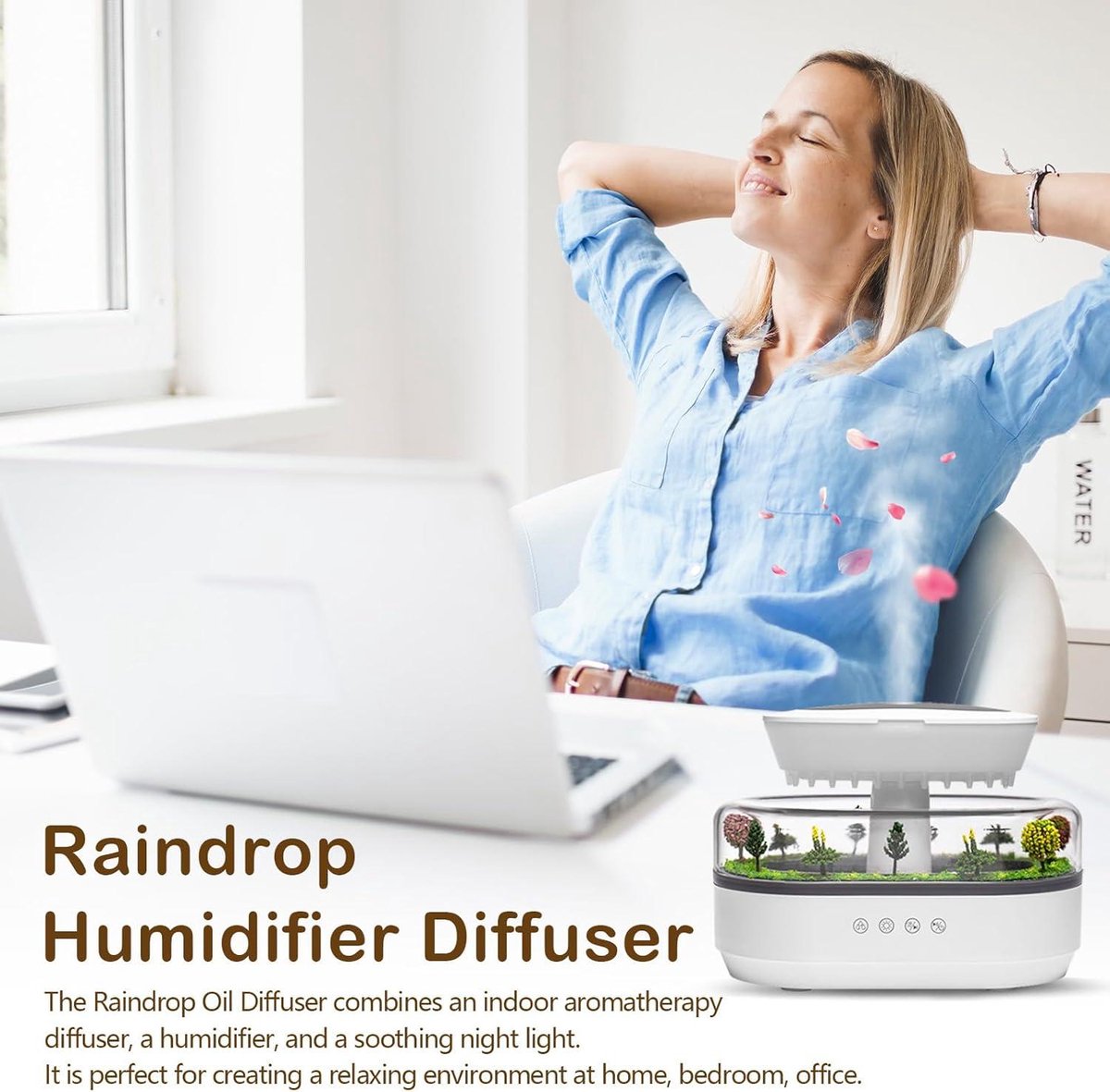 Diffuser, 7 kleuren led-regendruppels, aromatherapie-machine