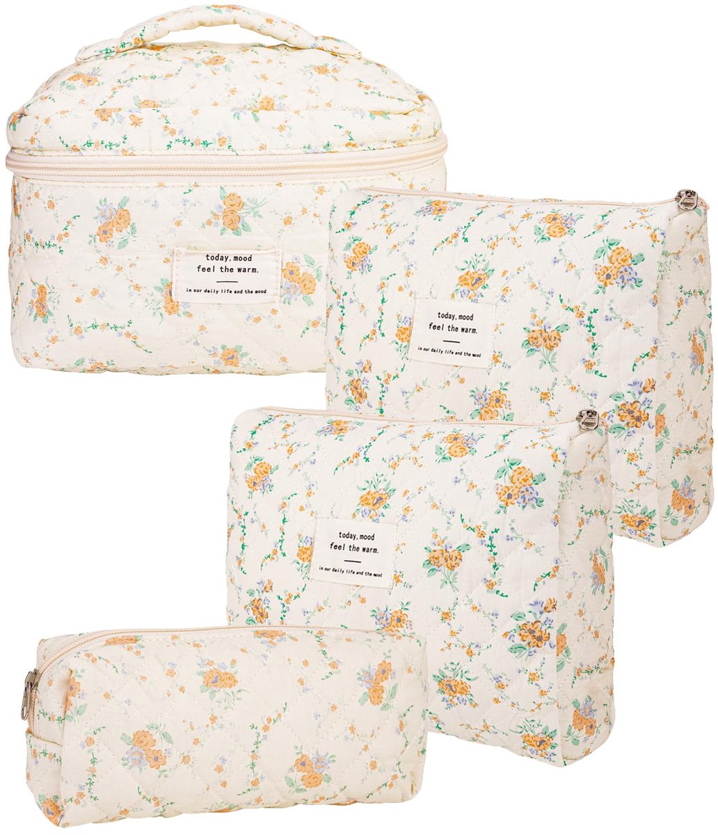 Ibenzoa® Ruime Makeuptas met Bloemprint, Draagbaar en Multifunctioneel