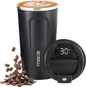 Maca Thermosbeker 510 ML- Koffiebeker To Go - Met temperatuur meter - extra groot - Zwart - Koffie en Thee - Travel Mug - RVS