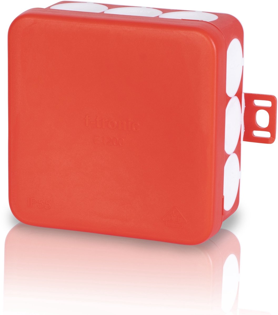 F-TRONIC Aftakdoos E1200, 80x80x37 mm, rood