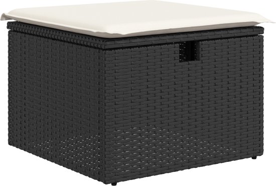 vidaXL - Tuinbank - Set - met - kussen - met - opslag - 9 - pcs - Zwart - Poly - rattan