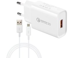 USB-oplader - Quick Charge 3.0 - snellader - netadapter - 3A USB-stekker - 1 Meter MicroUSB kabel - Geschikt voor: Samsung Galaxy S4 S5 S6 S7 Edge Plus / A3 A5 A6 A7 J5 J7 / Note 4 / Xcover 4 / 4s