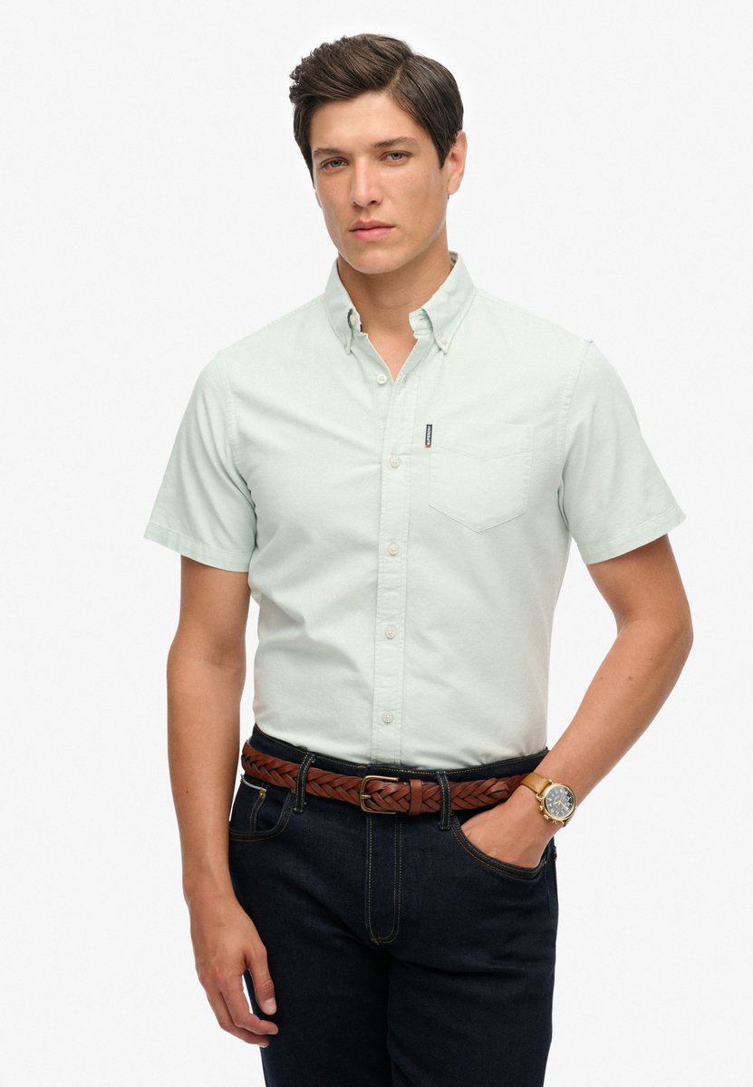 Superdry Oxford-overhemd met korte mouwen Heren Shirts Groen