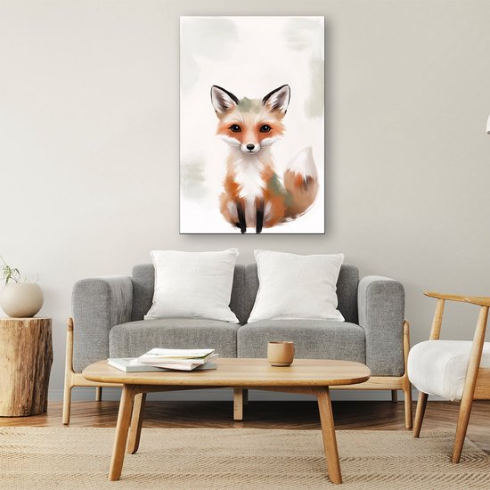 Schattige vos in zachte kleuren - Vos posters - Poster dieren - Digital Art - Muurdecoratie kinderkamer - Woonaccessoires - poster 80x120 cm