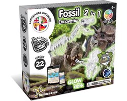 Science4you Dino Fossil 2-in-1 – Graafset met Glow-in-the-Dark Skeletten – Bouw 2 Dinosaurus Fossielen – Educatief Speelgoed vanaf 6 Jaar