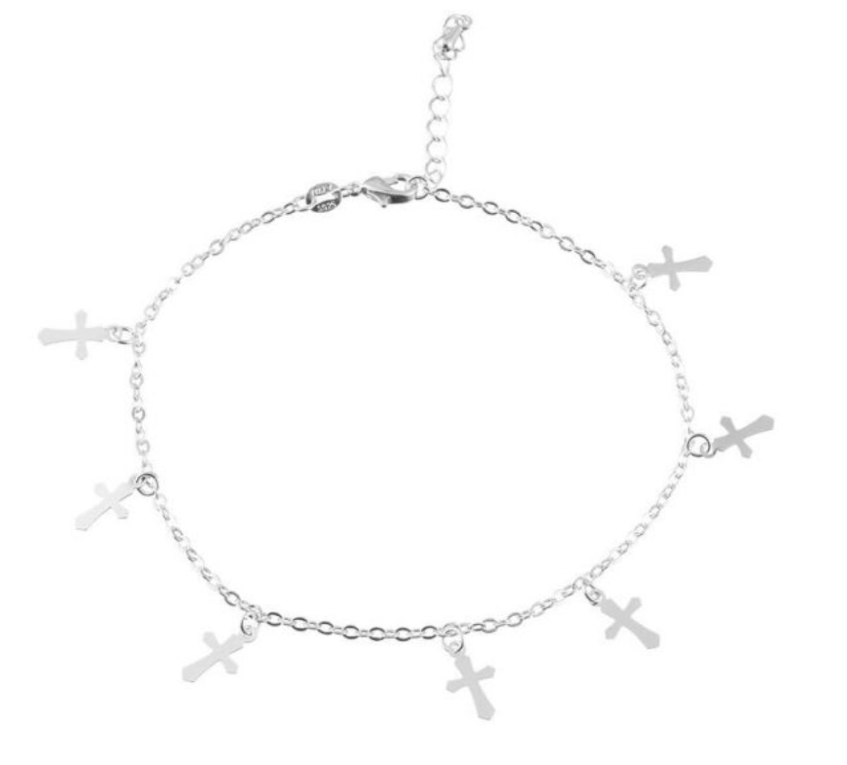 Zilverplated kruisjes enkelkettinkje 22 cm - Charme Bijoux