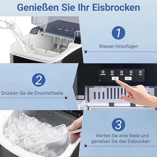 MAXXMEE IJsblokjesmachine Ice Maker | IJsblokjesmaker Met 2 Ijsblokjesmaten 18 L Watertank Geen Wateraansluiting Nodig 9 Ijsblokjes In Ca 8 Min Met Groot Kijkvenster 120w Zwart