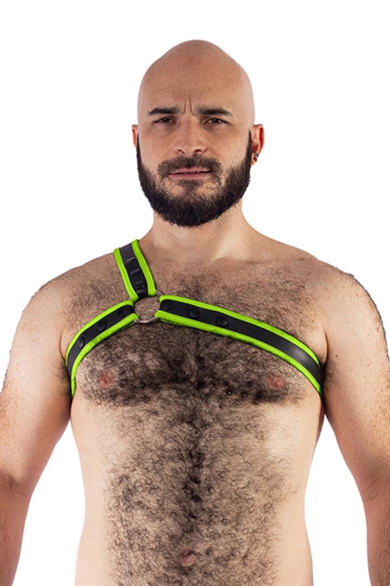 Mister b neoprene triangle harness black neon green