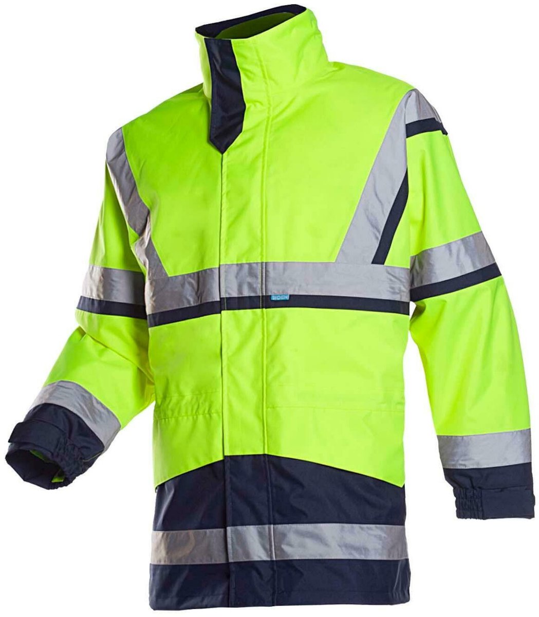 SIOEN POWELL 401A signalisatie regenparka met uitneembare softshell jas fluogeel/marine