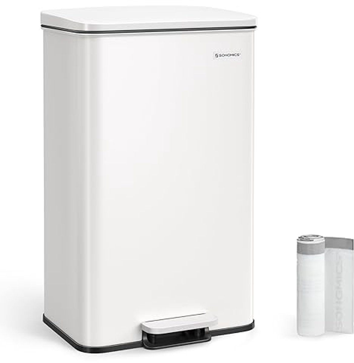MAZAZU - Prullenbak - Vuilnisbak - Wit - 40 liter - 34.8x32.1x55.7