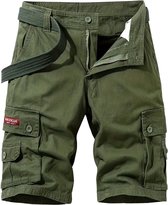 Livano Korte Broek Heren - Cargobroek - Spijkerbroek - met Zakken - Volwassenen - Jongens - Shorts - Legergroen - Maat XS
