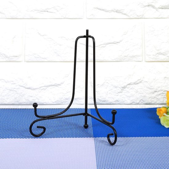 1 stuks zwarte plaatstandaard voor display, plaathouder displaystandaard, fotolijsthouderstandaard, ijzeren ezel Klassieke displaystandaard voor komplaat fotolijst boekkunstwerk(10 inch