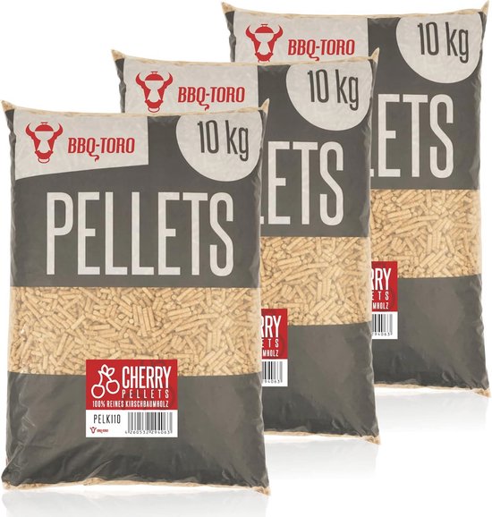 Foto: Kersenhout pellets voor bbq rookoven en verwarmingssystemen 30 kg