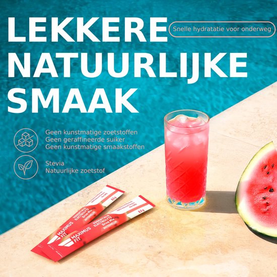 MaximusFit Elektrolyten - Elektrolyten Poeder - 30 zakjes van 8.5g - Weinig Suiker - Keto Friendly - Watermeloen — afbeelding 3