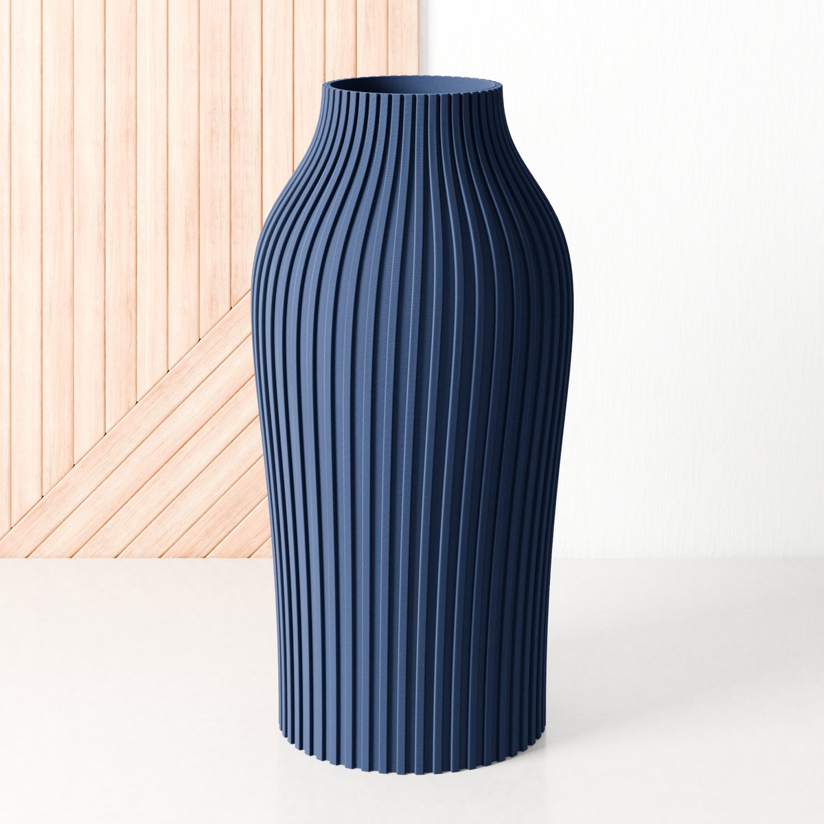 Fleuriek - Grote Vaas Blauw - H50 cm - Vaas voor zijdenboeket of droogbloemen - Cadeau voor haar - Duurzame tafeldecoratie van gerecycled plastic - Strakke moderne vaas