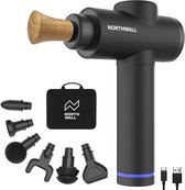 Northwall Massage Gun Professioneel Prime - Massage Pistool Inclusief Koffer en 7 Opzetstukken incl. Eikenhouten Massagekop - Krachtig en Draadloos Sport en Relax Massage Apparaat