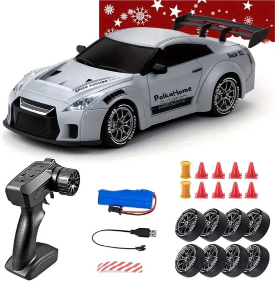PolkaHome RC drift car - RC drift auto - RC car - RC auto drift - Drift auto afstandsbestuurbaar, 20km/uur 1:24 Afstandsbediening Driftauto, 2.4Ghz 4WD Afstandsbediening Auto met Verlichting