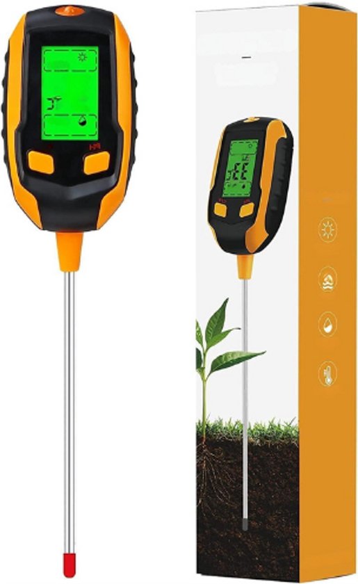 Foto: 4 in 1 digitale bodemmeter met lcd meet bodemvochtigheid ph zonlicht en temperatuur bodemtester met verlichting voor binnen en buiten plantensensor voor tuin en kamerplanten