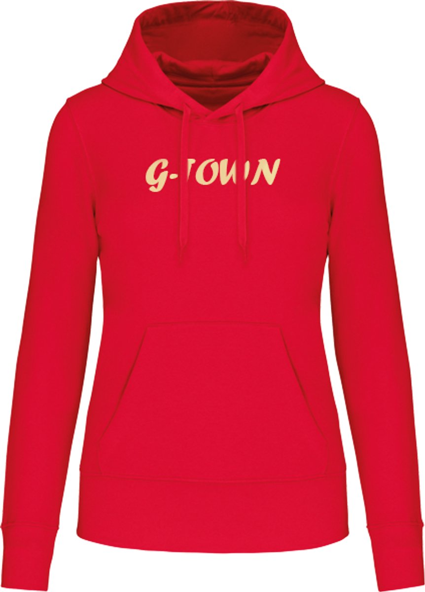 G-TOWN – Dames Hoodie – Rood – Regular Fit – Biologisch Katoen