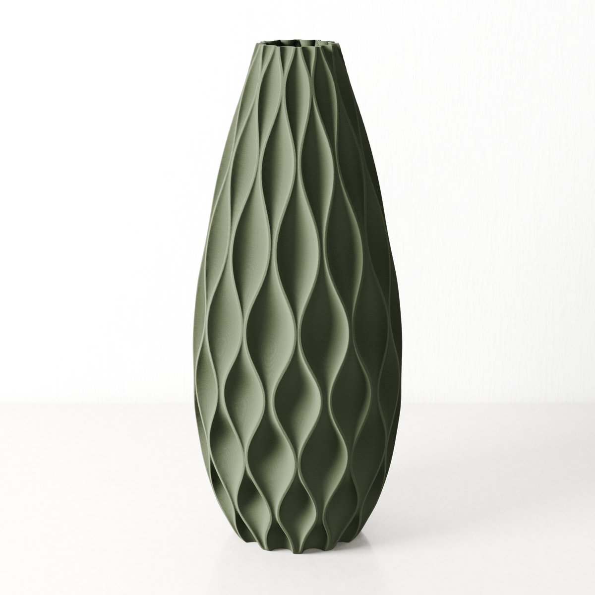 Fleuriek - Vaas - Groen - H40 cm - Vaas voor zijdebloemen - Luxe vaas gemaakt van duurzaam kunststof - Unieke decoratieve vaas met patroon