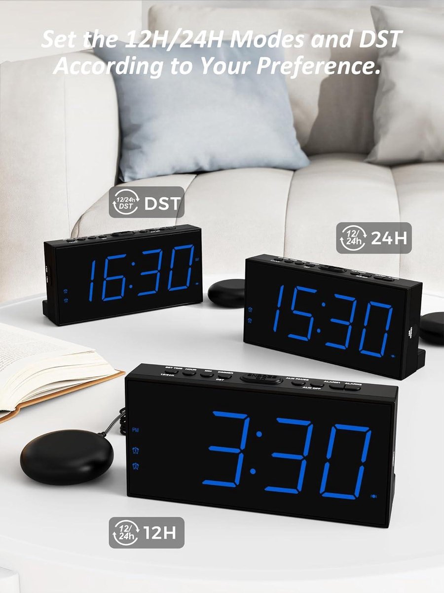 Extra Luide Wekker met Bedschudder, Vibrerende Wekker 113 Decibel, Wekker voor Zware Slapers, Rood Alarmlicht, Luide Wekker voor Student-ouderling Extra Luide Wekker met Bedschudder, Vibrerende Wekker 113 Decibel, Wekker voor Zware Slapers, Rood Alarmlicht, Luide Wekker voor Student-ouderling