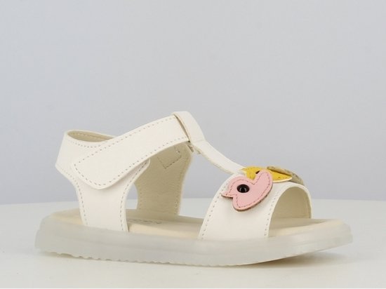 Sandales d'été pour Filles /enfant en bas âge/enfant d'âge préscolaire - blanches avec oiseaux sur les orteils - fermeture velcro - taille 22