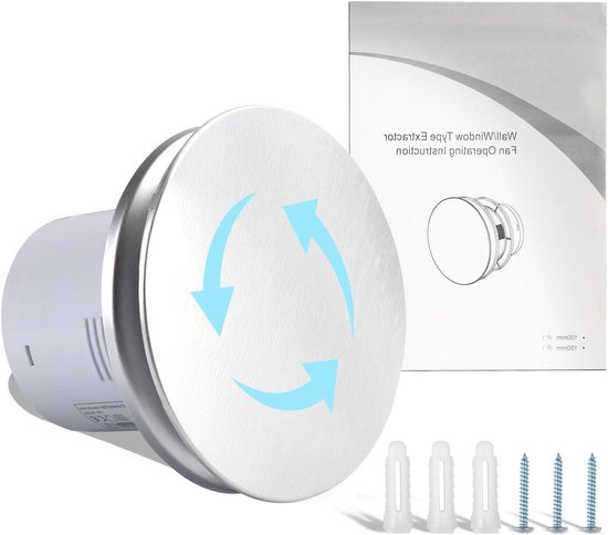 EINTTAX Buisventilator, 100 mm, 105 mm, stil, 130 m³/u, voor badkamer, toilet, keuken, kas, tent, garage, wit