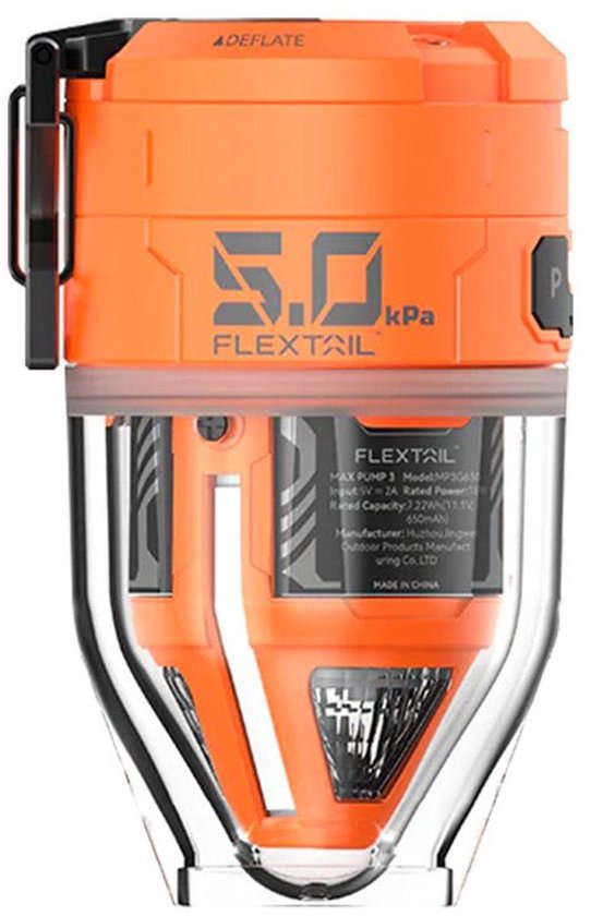 Foto: Flextail max pump 3 hoge snelheid 2 in 1 oplaadbare luchtpomp en zaklamp lichtgewicht kleur oranje 